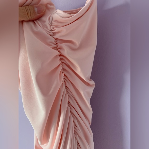 Mesh light pink midi dress, party/cocktail dress - Picture 5 of 7